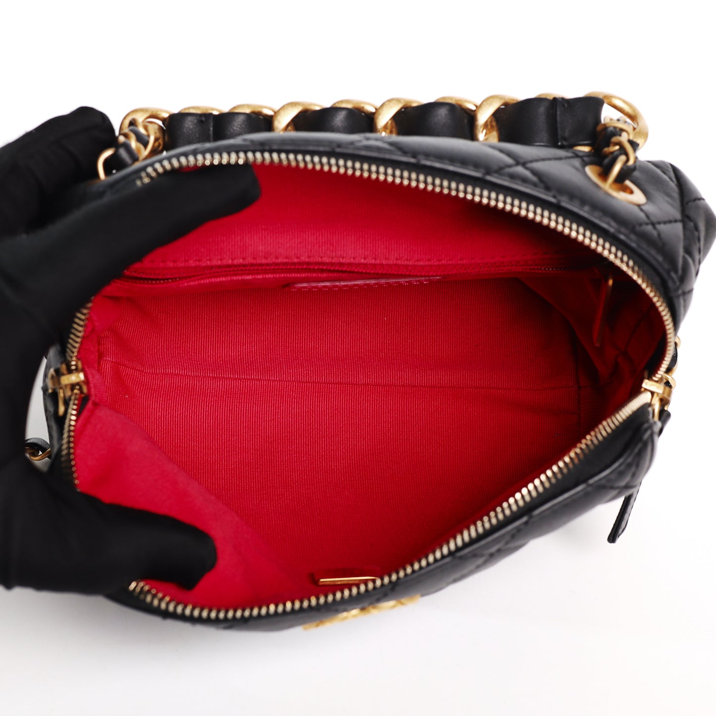 Pre-Owned Chanel Bowling  Black Calfskin Leather Crossbody Bag 72606561L