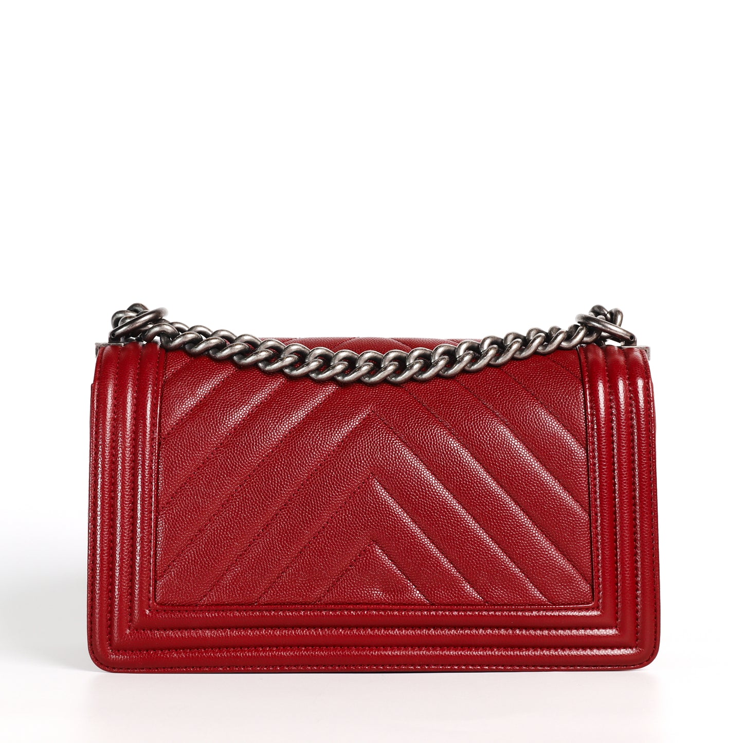 Pre-owned CHANEL calfskin Crossbody Bags Leboy chain shoulder bag red leather 73730134