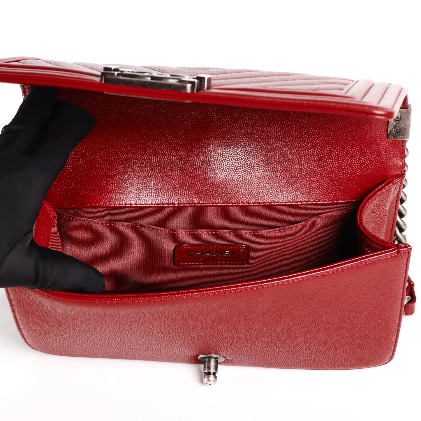 Pre-owned CHANEL calfskin Crossbody Bags Leboy chain shoulder bag red leather 73730134