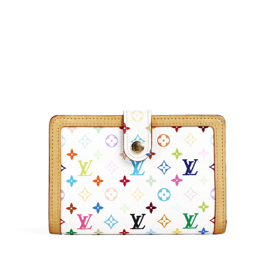 Pre-Owned Louis Vuitton Viennois White Murakami ﻿Coated Canvas Wallet 75139060