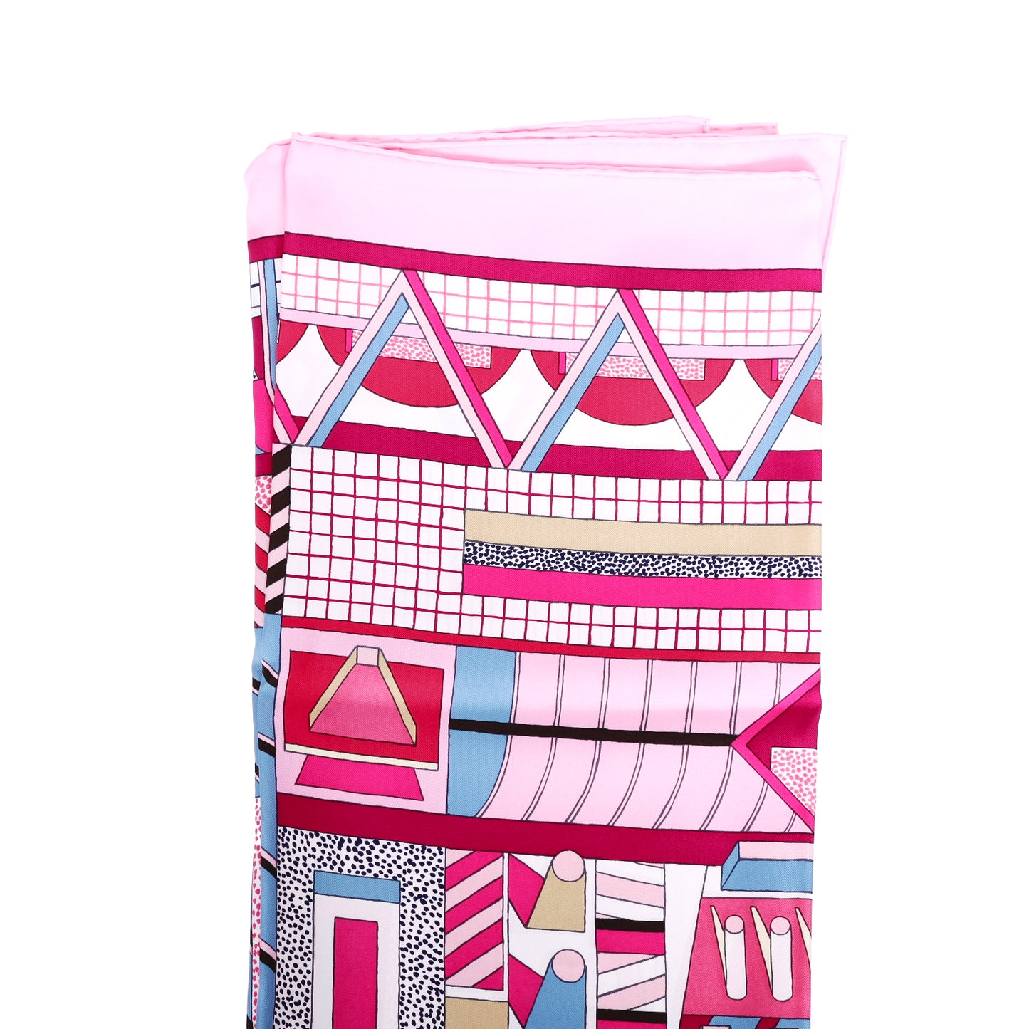 Pre-Owned Hermès Geometric Print Pink Silk Scarf 75210764L
