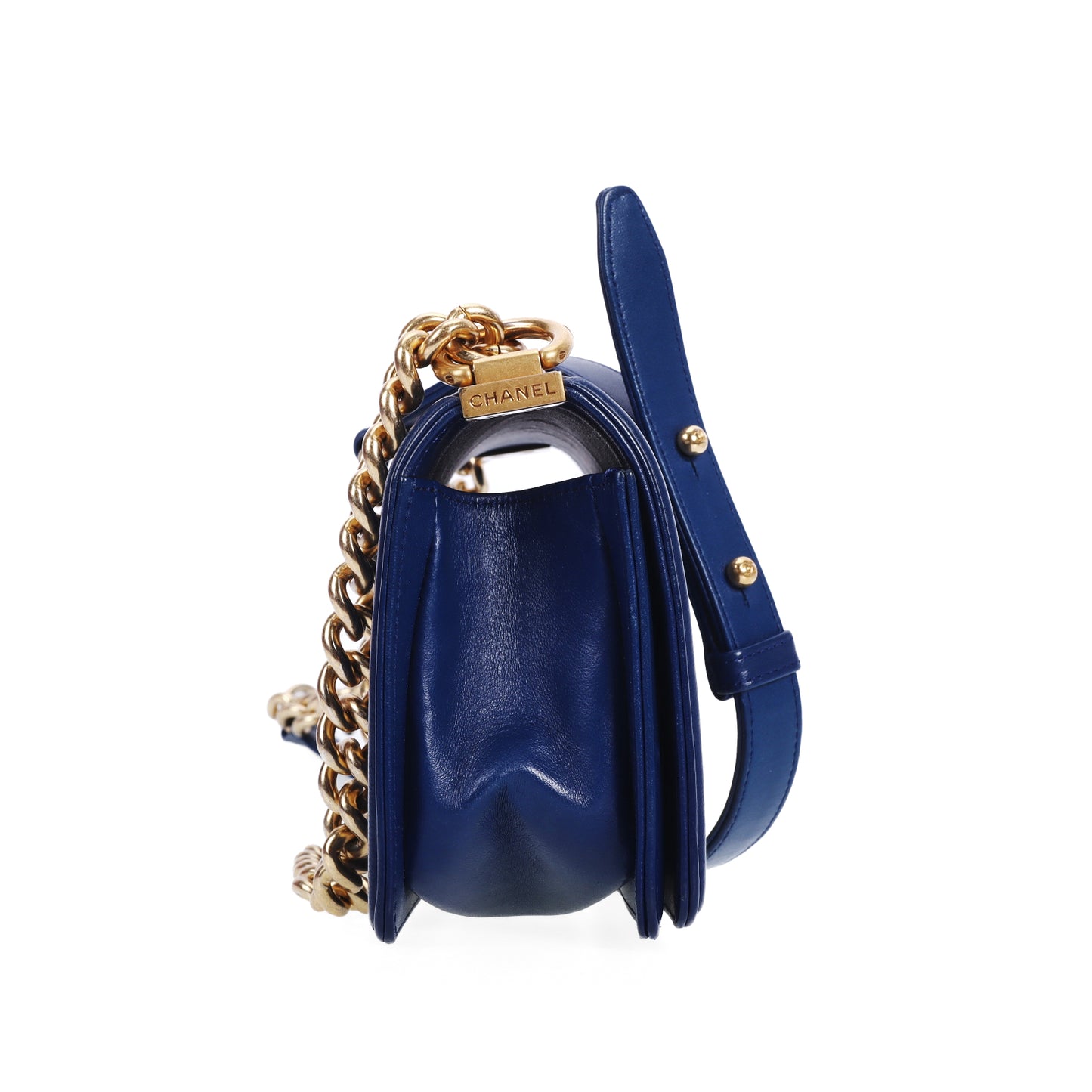 Pre-Owned Chanel Le Boy Small Blue Calfskin Shoulder Bag 76541982