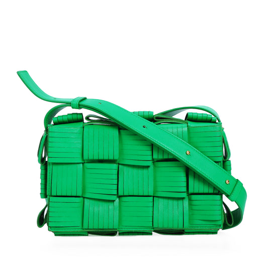 Pre-Owned Bottega Veneta Cassette Green Calfskin Crossbody Bag 76603824