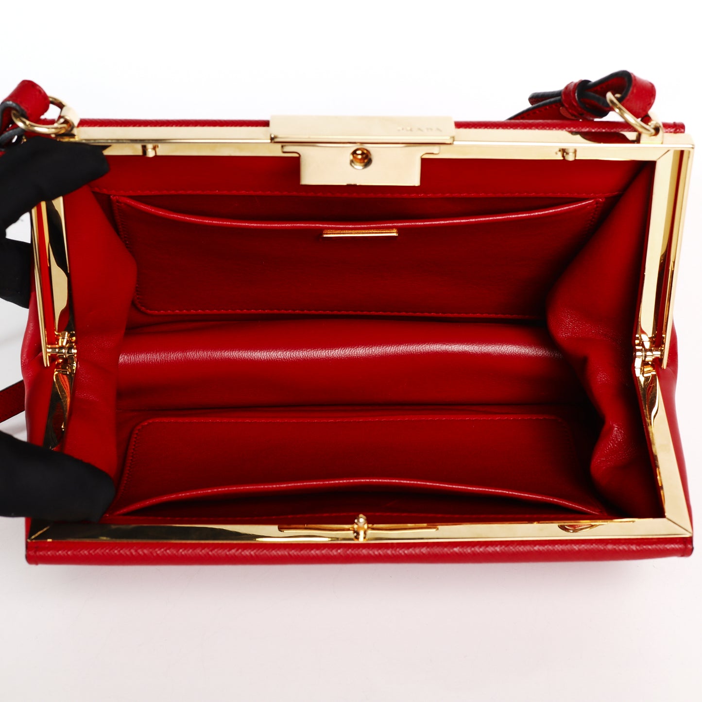 Pre-Owned Prada Red Saffiano Calfskin  Crossbody Bag 77150495