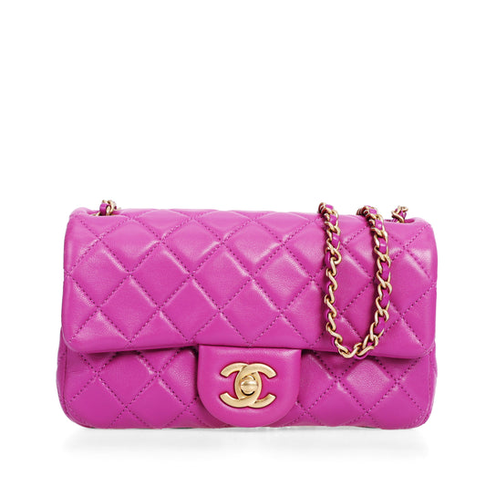 Pre-Owned Chanel Classic Flap Small Pink Quilted Lambskin Shoulder Bag 78155803