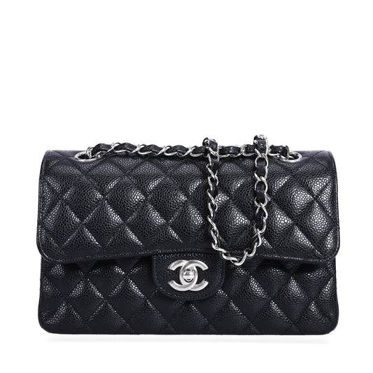 Pre-Owned Chanel Classic Flap Quilted Black Calfskin Leather Shoulder Bag 78928899