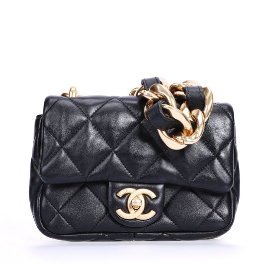 Pre-Owned Chanel Funky Town Flap Black Lambskin Leather Shoulder Bag 79304877