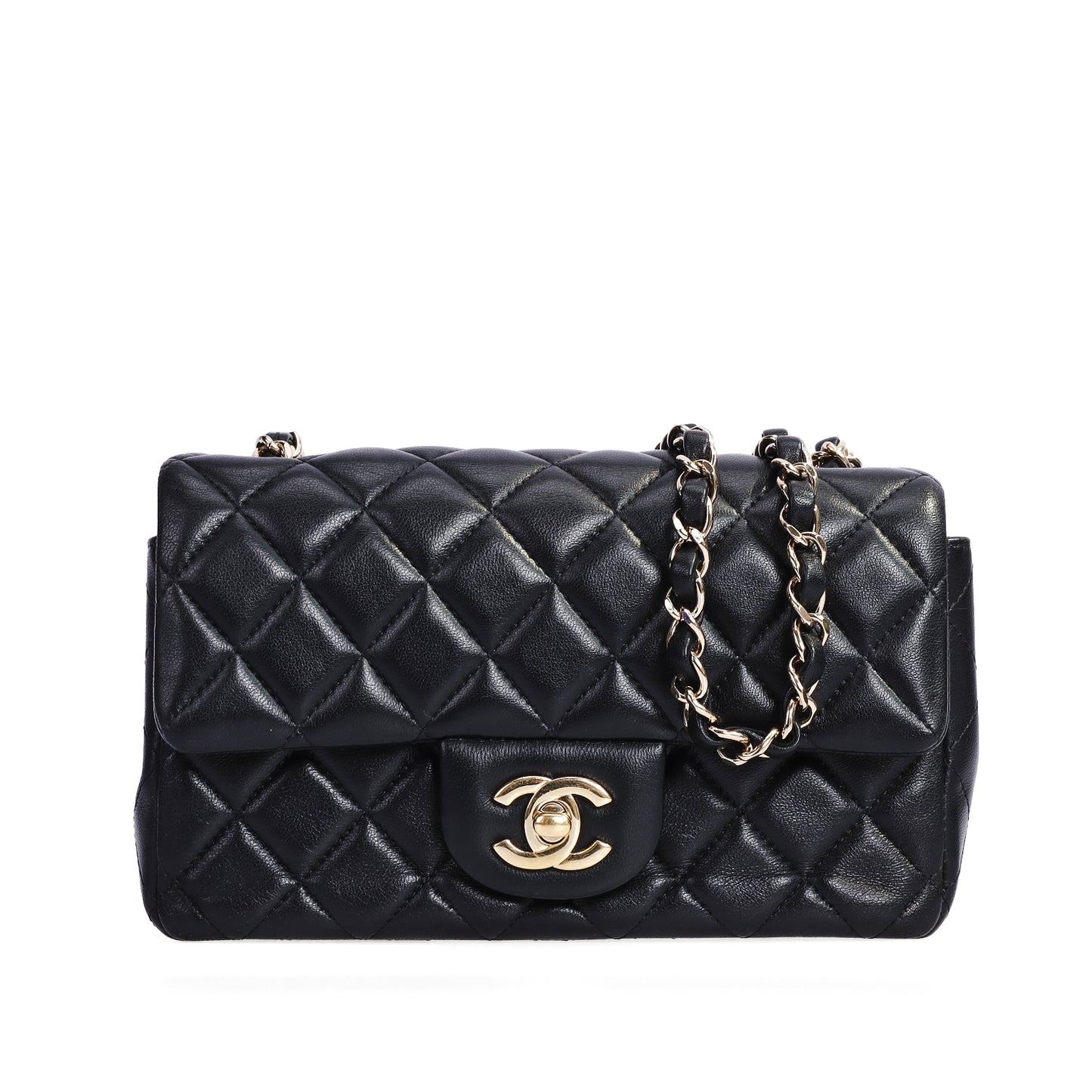 Pre-Owned Chanel Classic Flap Mini Black Lambskin Shoulder Bag 79533024 L