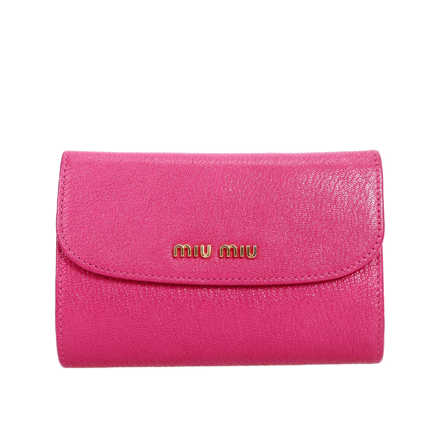 Pre-Owned Miu Miu Fuchsia Calfskin Compact Wallet 79748962