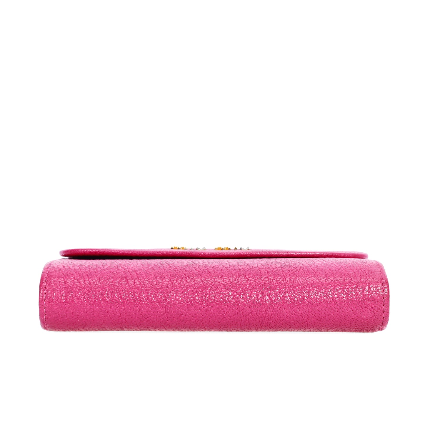 Pre-Owned Miu Miu Fuchsia Calfskin Compact Wallet 79748962