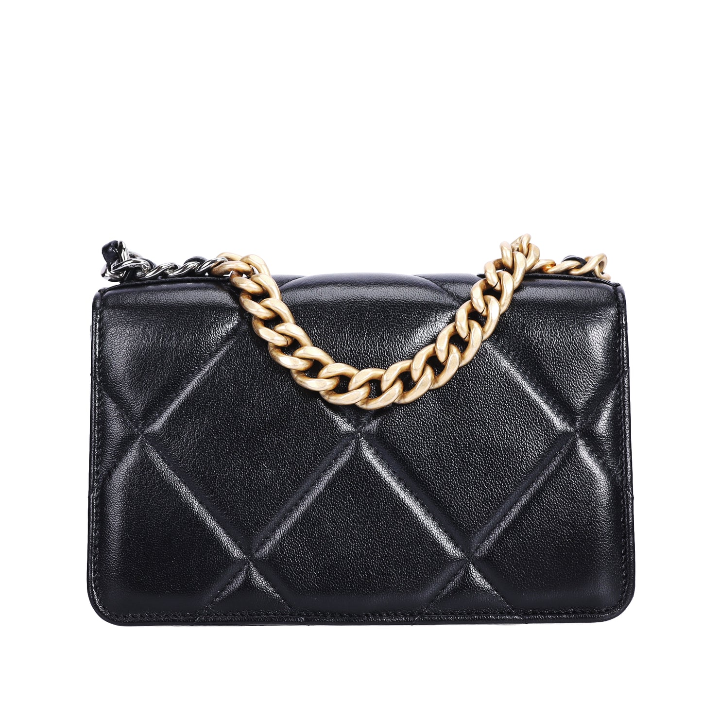 Pre-Owned Chanel 19 Black Lambskin Leather Wallet on Chain 79757415 L