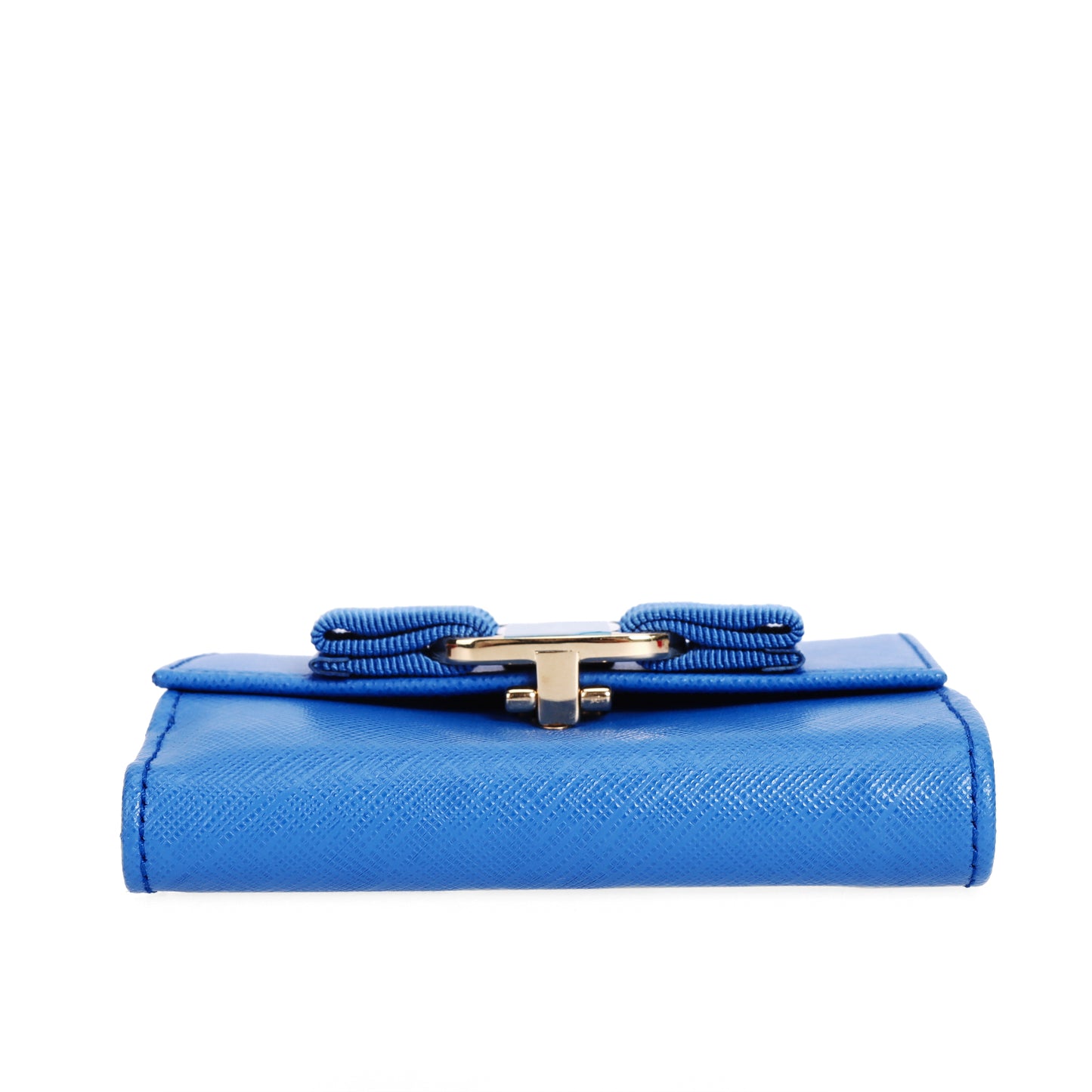 Pre-Owned Salvatore Ferragamo Vara Bow Blue Calfskin Leather Wallet 79843848