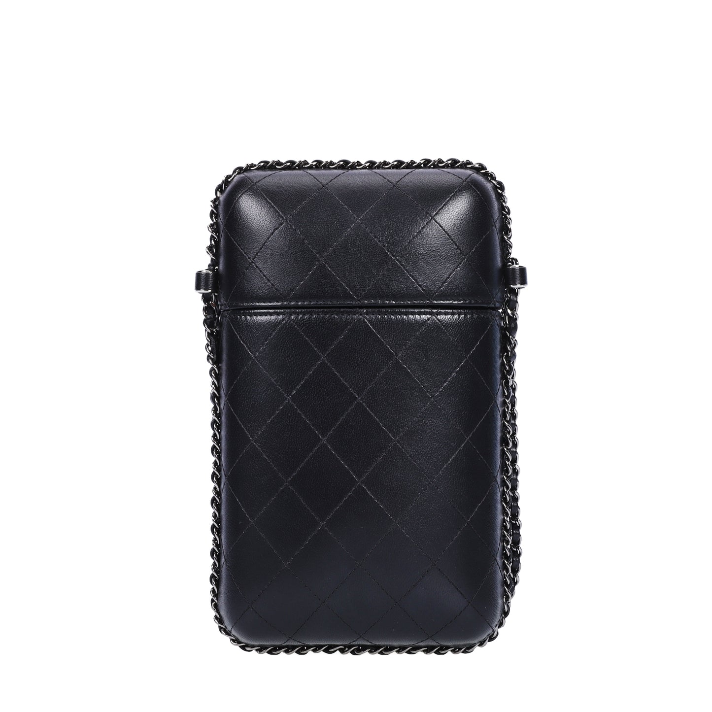 Pre-Owned Chanel Quilted Black Calfskin Leather Chain Phone Bag  80364232