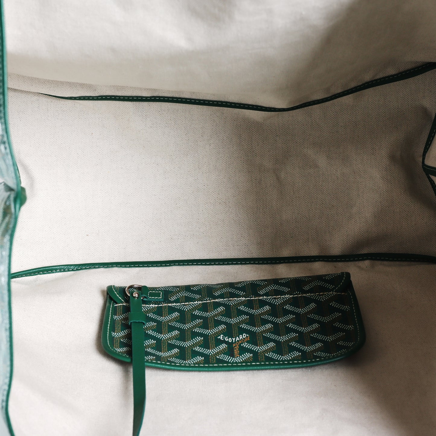 Pre-Owned Goyard Saint Louis  Green Goyardine Coated Canvas Leather Tote Bag 80672154