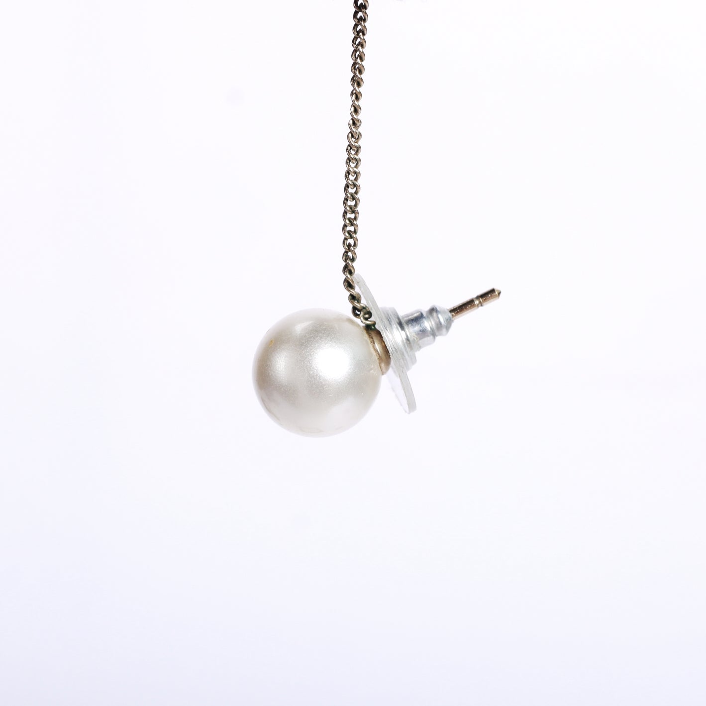 Pre-Owned Chanel CC Logo White Imitation Pearl Earrings 83676775 L