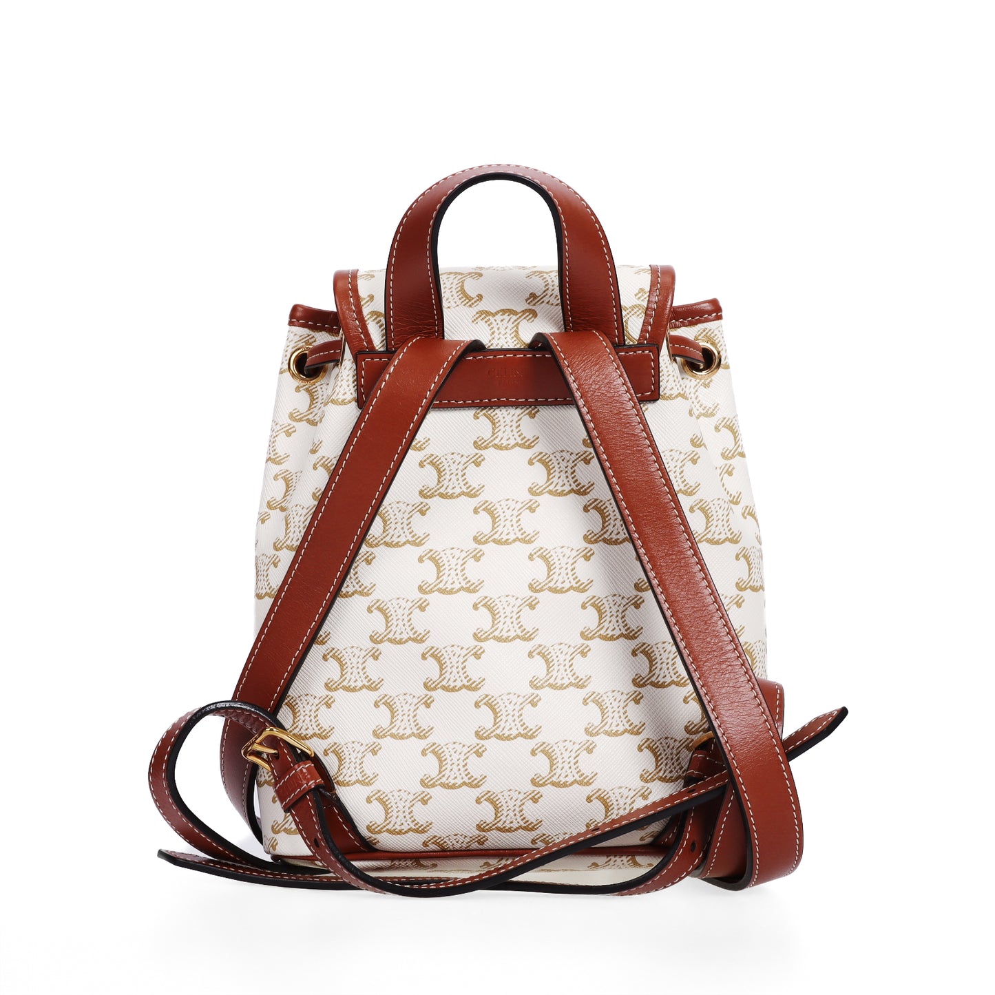 Pre-Owned Celine Triomphe Mini Size White Coated Canvas Backpack 85333323 L