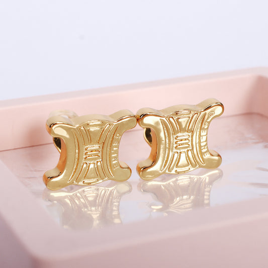 Pre-Owned Celine Vintage Gold-Tone Metal Stud Earrings 85751053