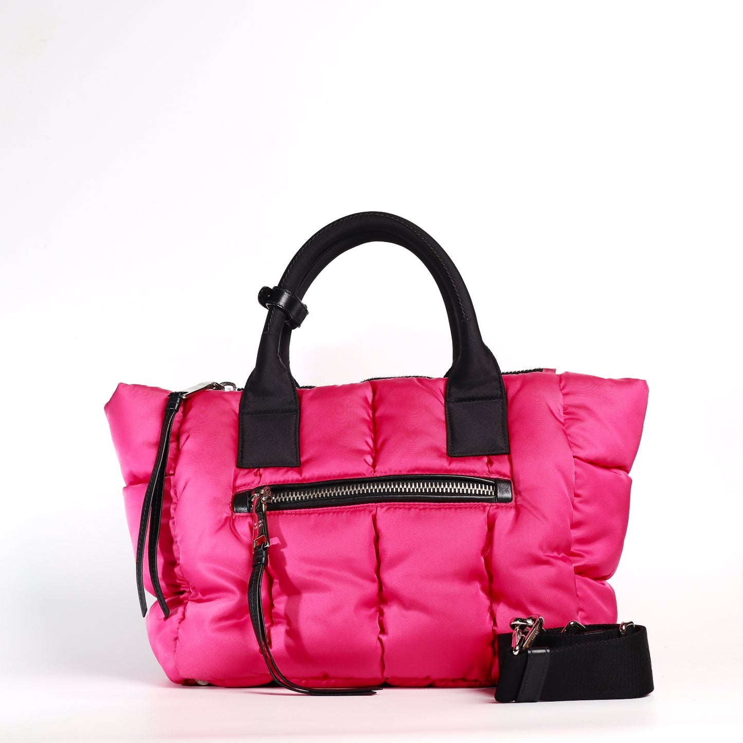 Pre-Owned Prada Tessuto Bomber Fuchsia Nylon Shoulder Bag 85866933 L