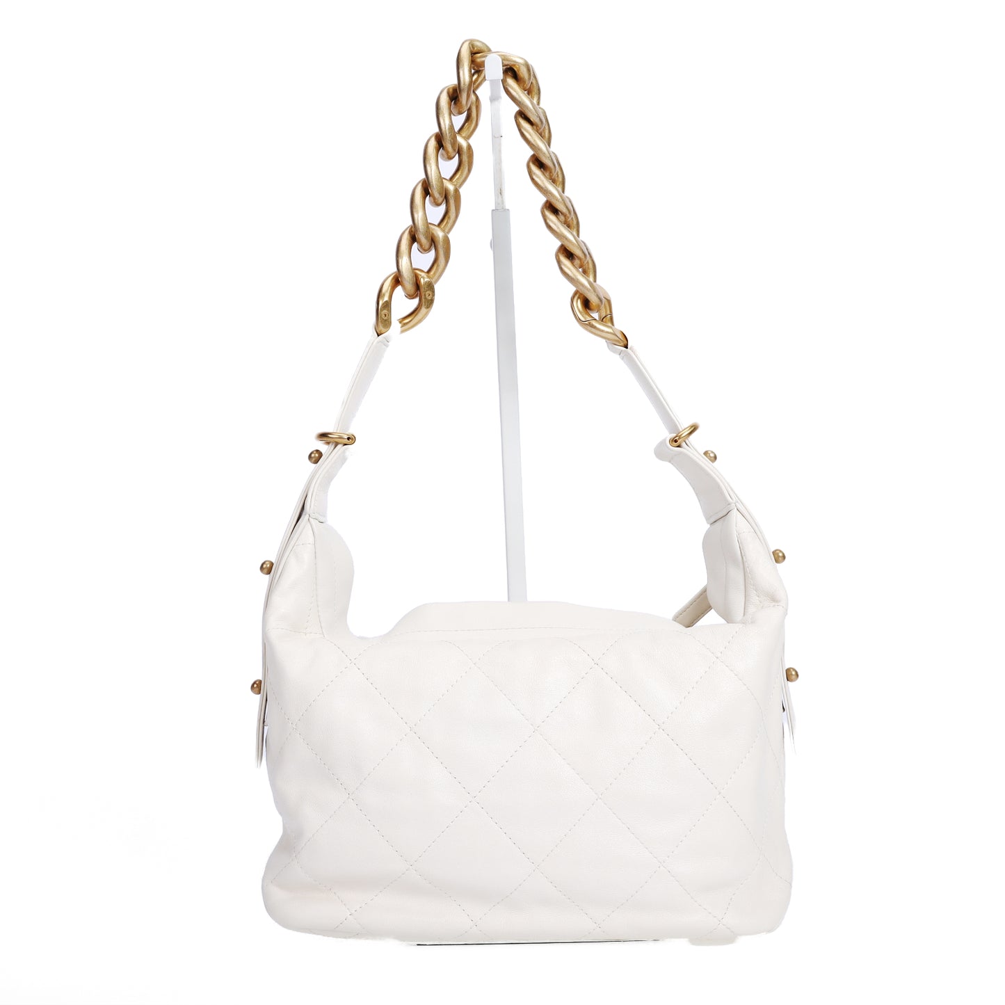 Pre-Owned Chanel White Calfskin Shoulder Bag 86581259