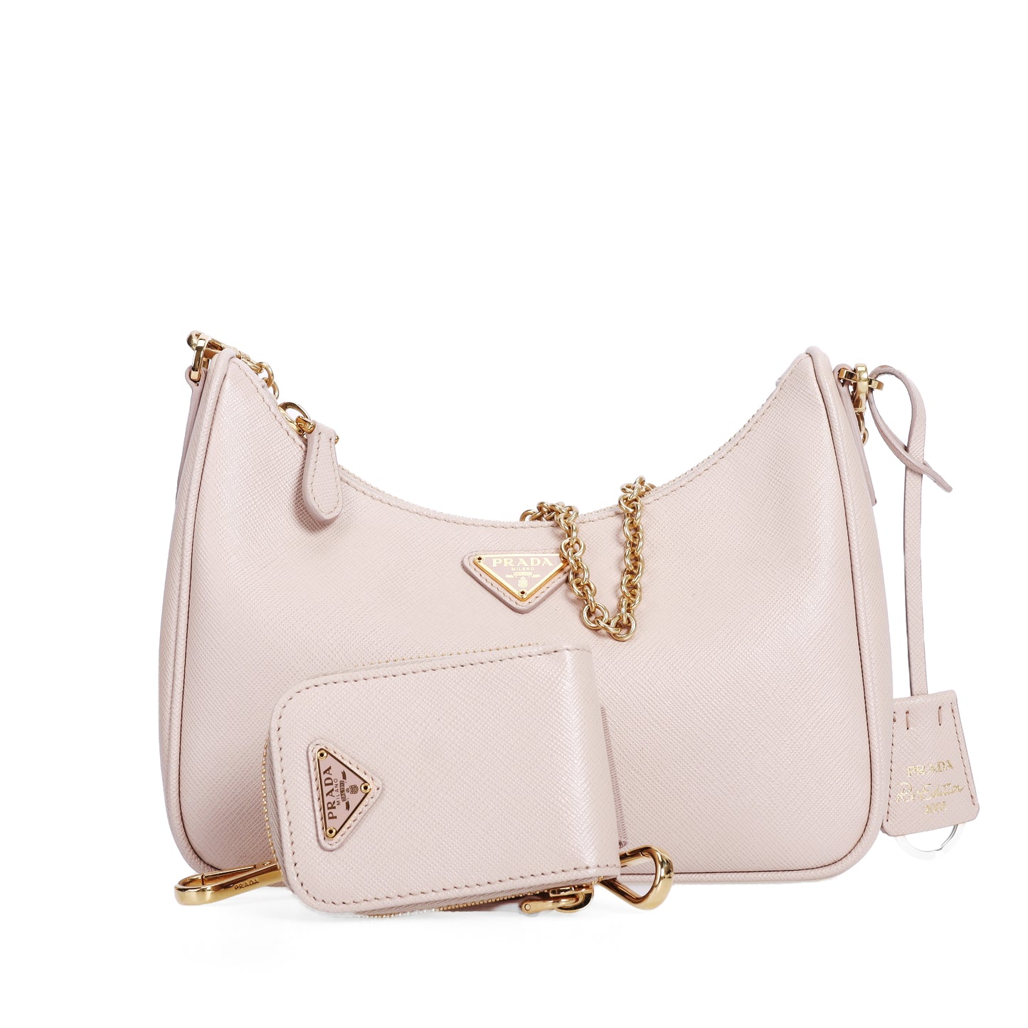 Pre-Owned Prada Re-Edition 2005 Beige Saffiano Calfskin Crossbody Bag 87453532