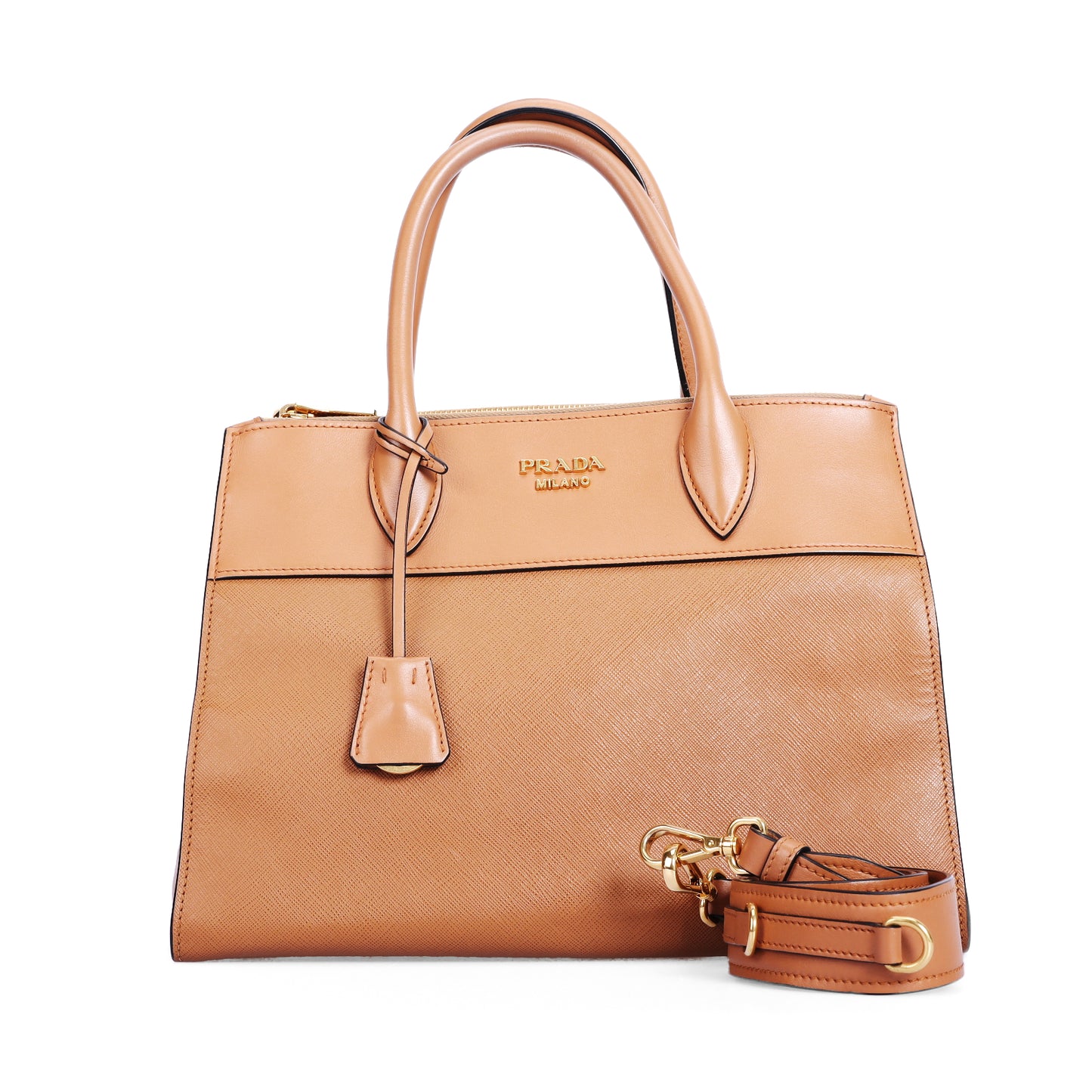 Pre-Owned Prada Paradigme Brown Calfskin Shoulder Bag 87662520