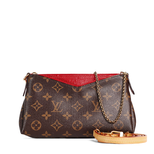 Pre-Owned Louis Vuitton Pallas Monogram Brown Coated Canvas Shoulder Bag 87741194