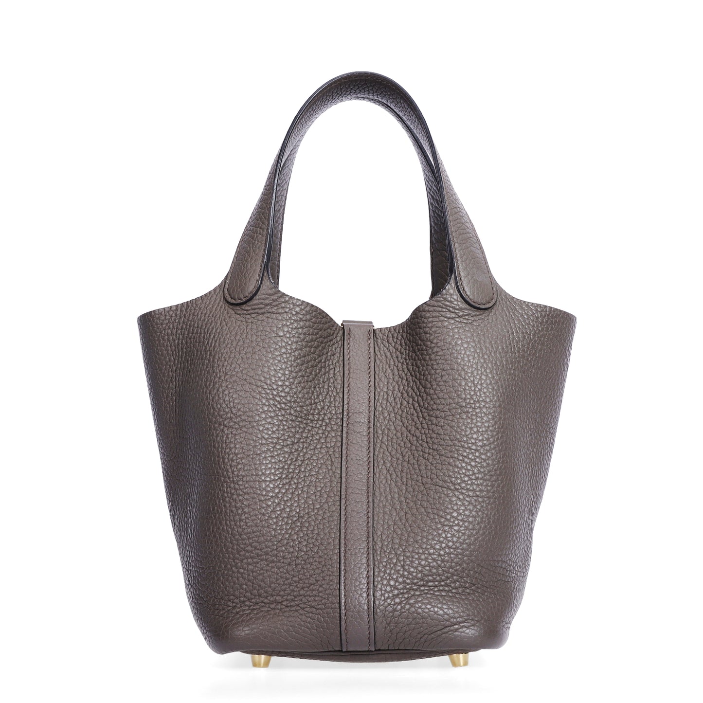Pre-Owned Hermès Picotin Lock Gris Étain  Taurillon Clémence Leather Top Handle Bag 87945193L