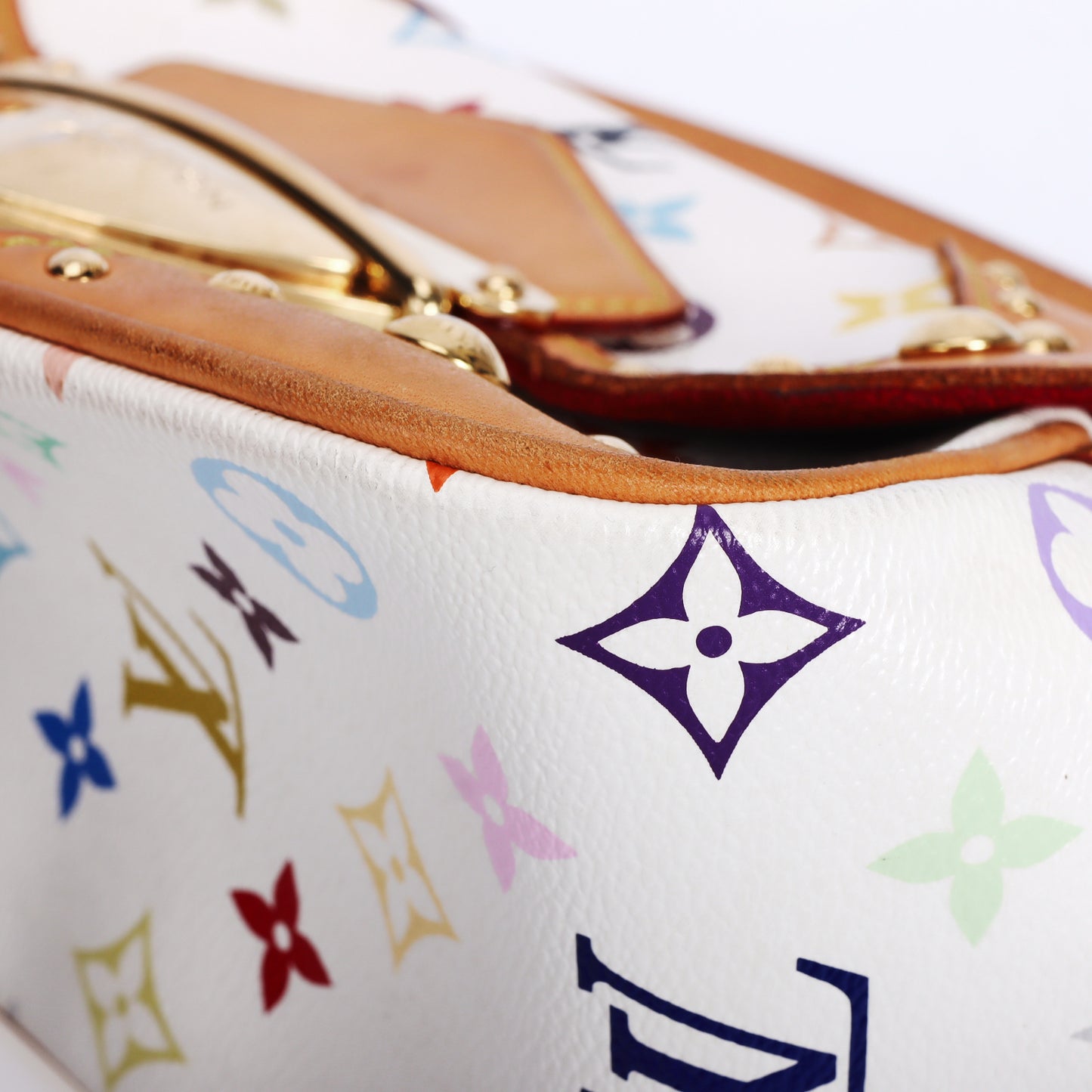 Pre-Owned Louis Vuitton Marilyn White Murakami Coated Canvas Top Handle Bag 88253274