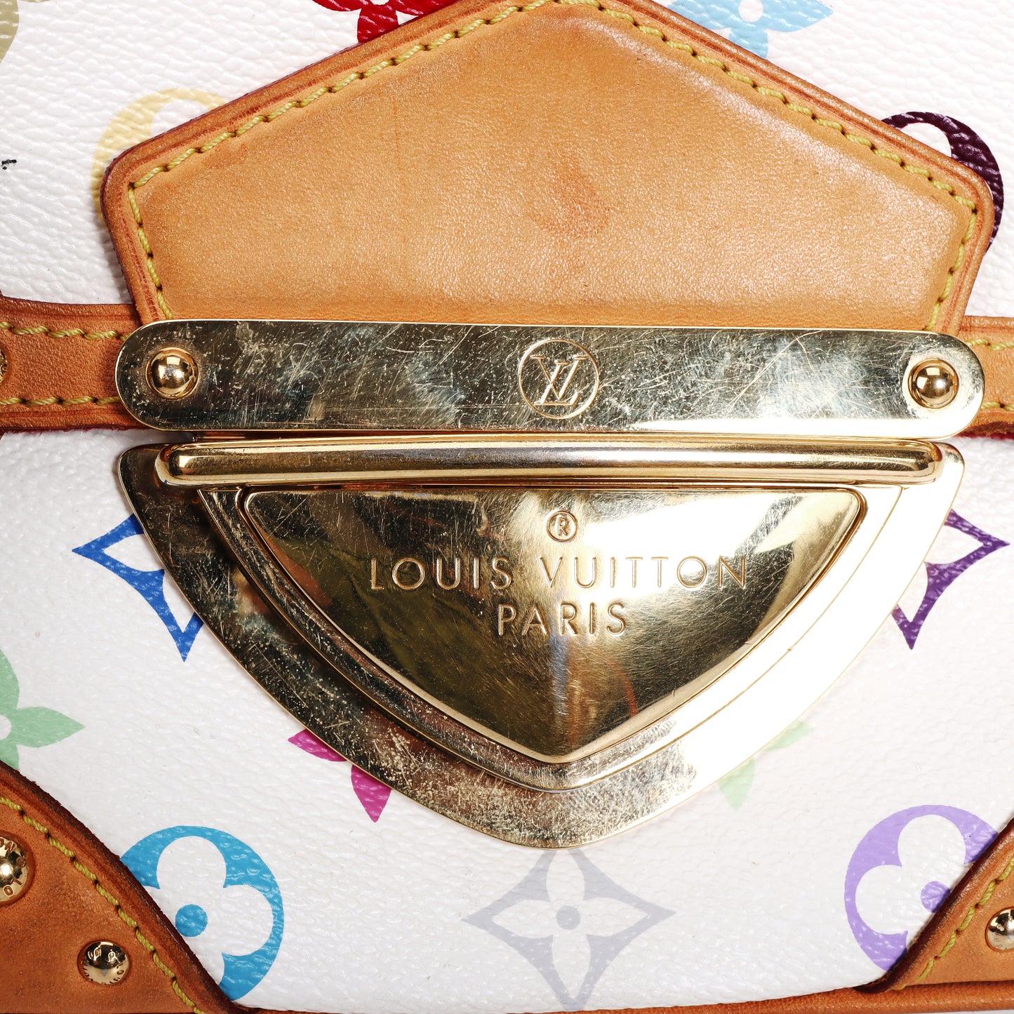 Pre-Owned Louis Vuitton Marilyn White Murakami Coated Canvas Top Handle Bag 88253274