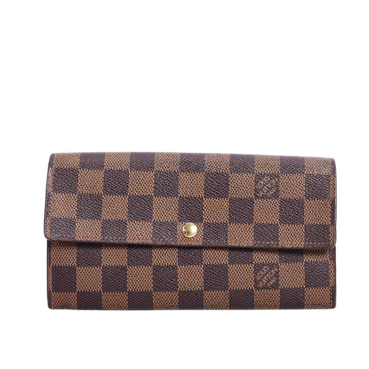Pre-Owned Louis Vuitton Sarah Brown Damier Ebene Coated Canvas Long Wallet 88646303