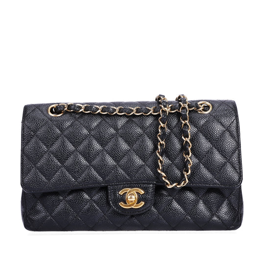 Pre-Owned Chanel Classic Double Flap Black Calfskin Leather Chain Shoulder Bag 88993867