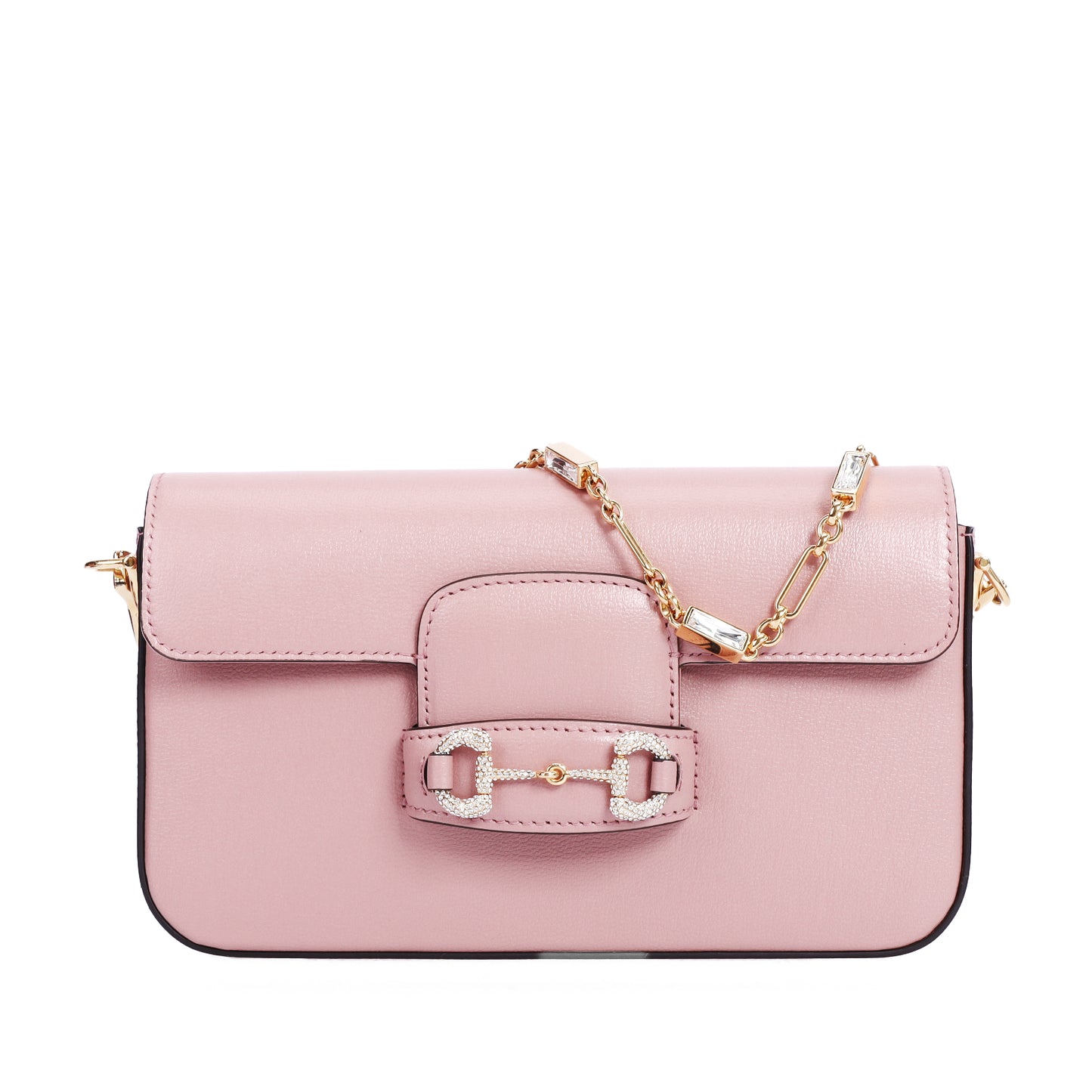 Pre-Owned Gucci Horsebit 1955 Pink Calfskin Chain Wallet on Chain 89456772