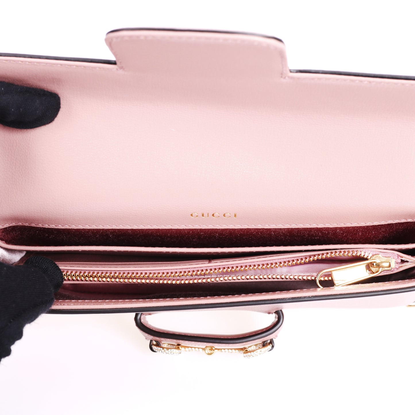 Pre-Owned Gucci Horsebit 1955 Pink Calfskin Chain Wallet on Chain 89456772