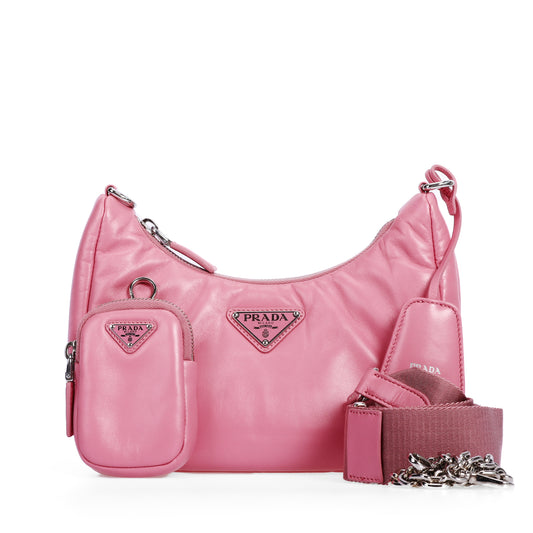 Pre-Owned PRADA Re-Edition Pink Calfskin Leather Shoulder Bag 89576109