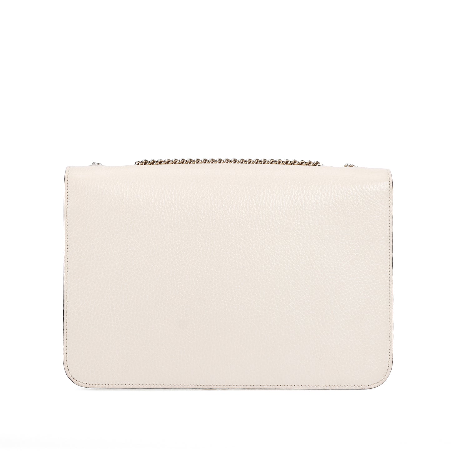 Pre-Owned Gucci Interlocking G  Large Size White Calfskin Shoulder Bag 89633915 c