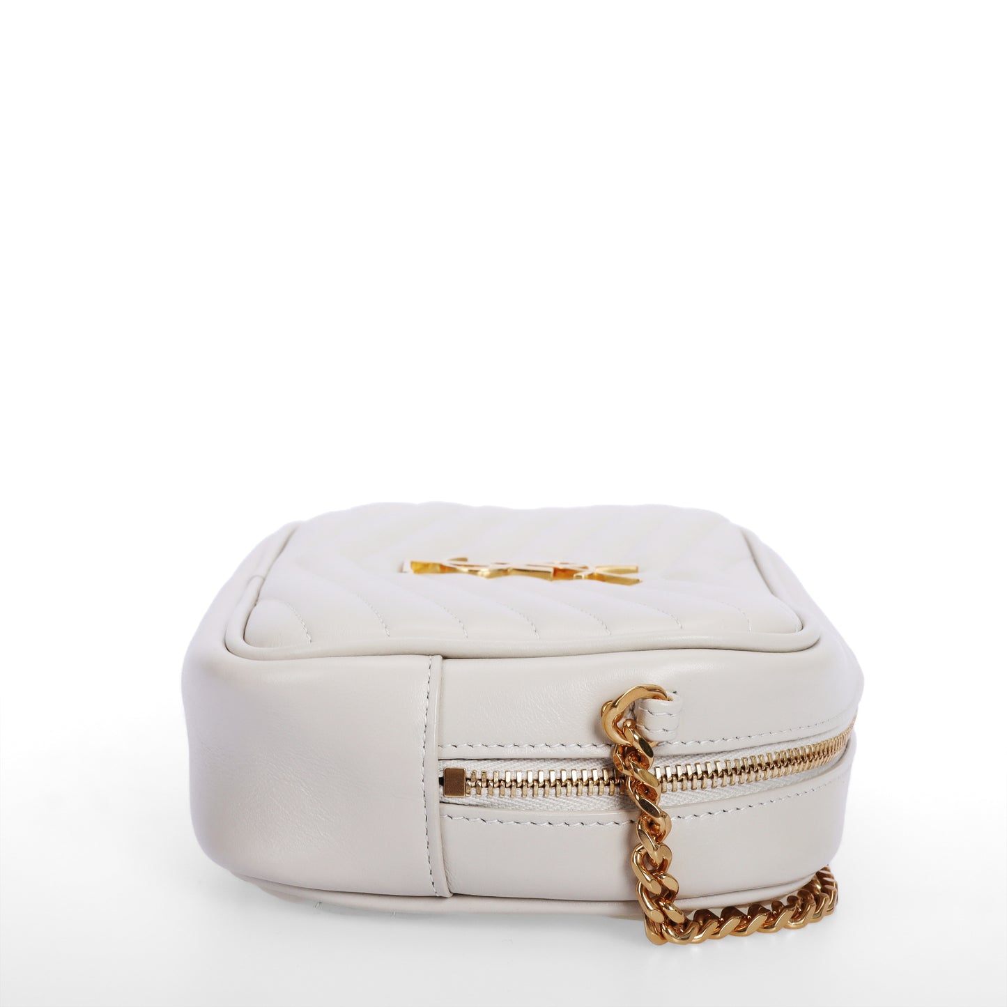Pre-Owned Saint Laurent Lou White Chevron-Quilted Calfskin Leather Crossbody Bag 91727404