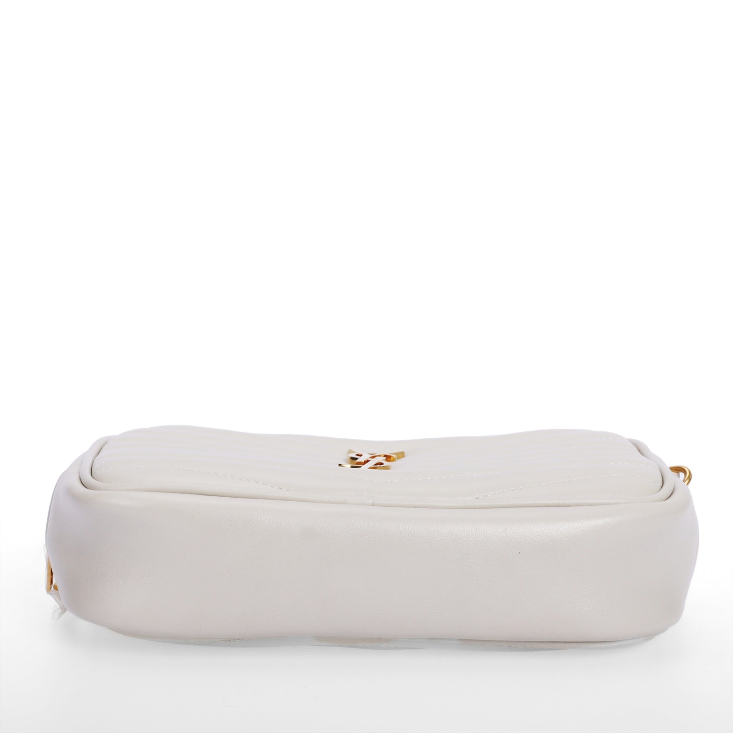Pre-Owned Saint Laurent Lou White Chevron-Quilted Calfskin Leather Crossbody Bag 91727404