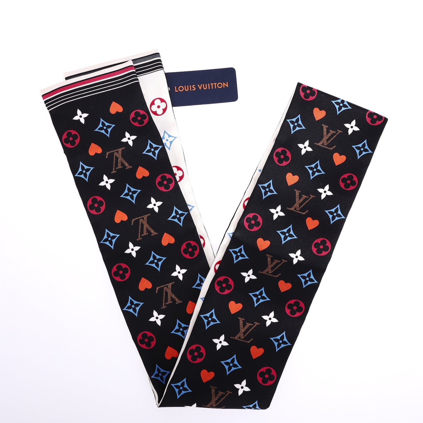 Pre-Owned Louis Vuitton Black Multicolor Silk Monogram Bandeau Scarf 91819554