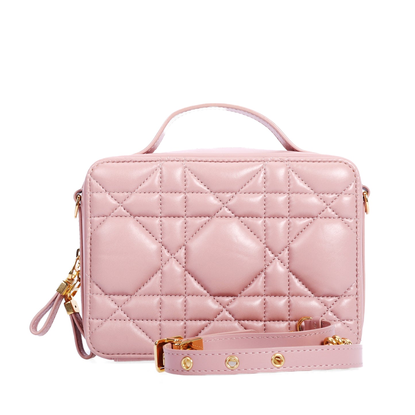 Pre-Owned Christian Dior Caro Box Pink Calfskin Crossbody Bag 92683634