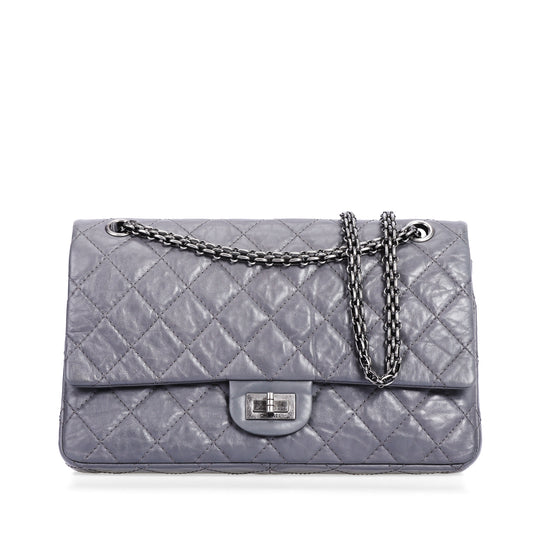 Pre-Owned Chanel Medium 2.55 Reissue Grey Calfskin Shoulder Bag 94435955