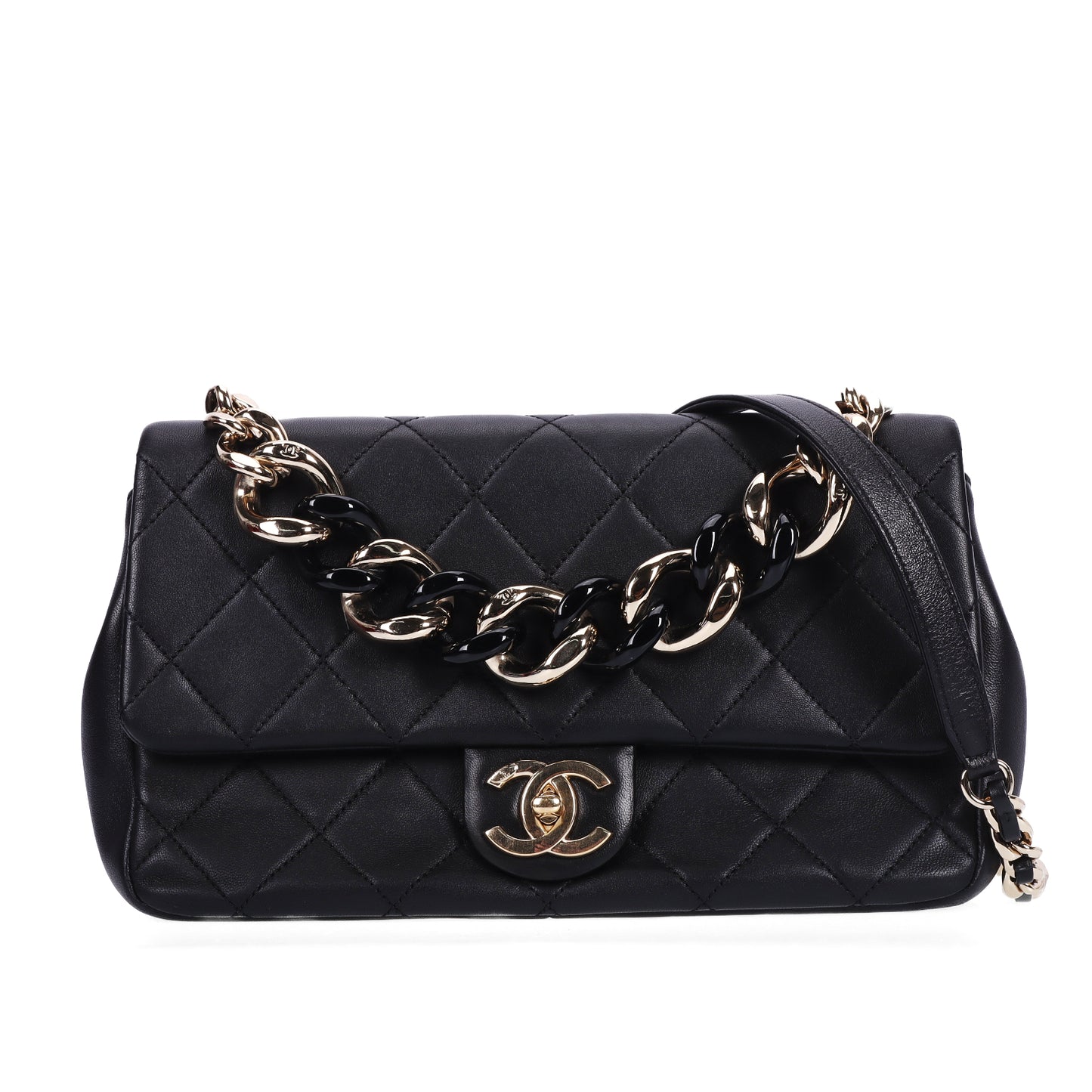 Pre-Owned Chanel Classic Flap Large Size Black Lambskin Shoulder Bag 94566994