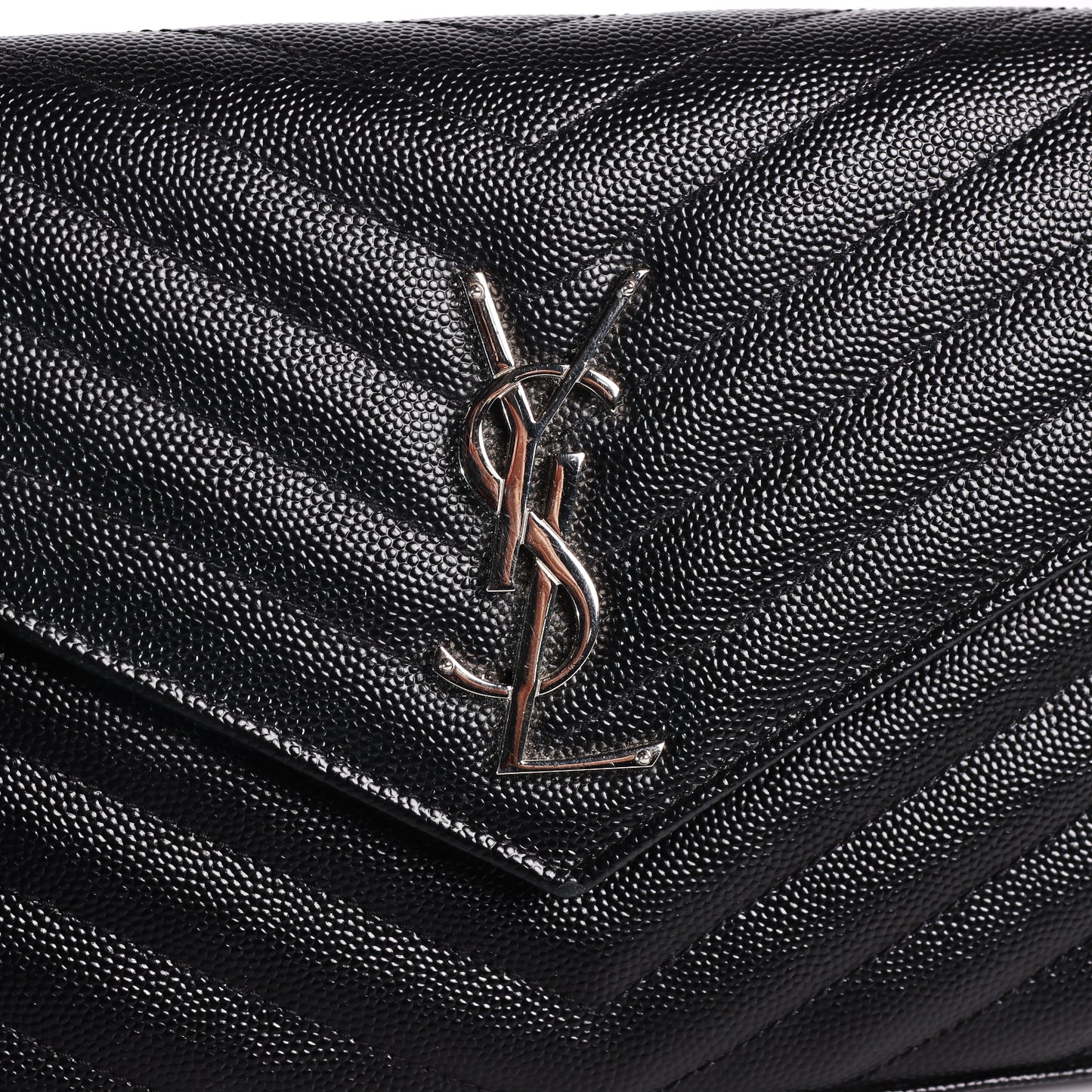 Pre-Owned Saint Laurent YSL Monogram Black Calfskin Wallet on Chain 95895888