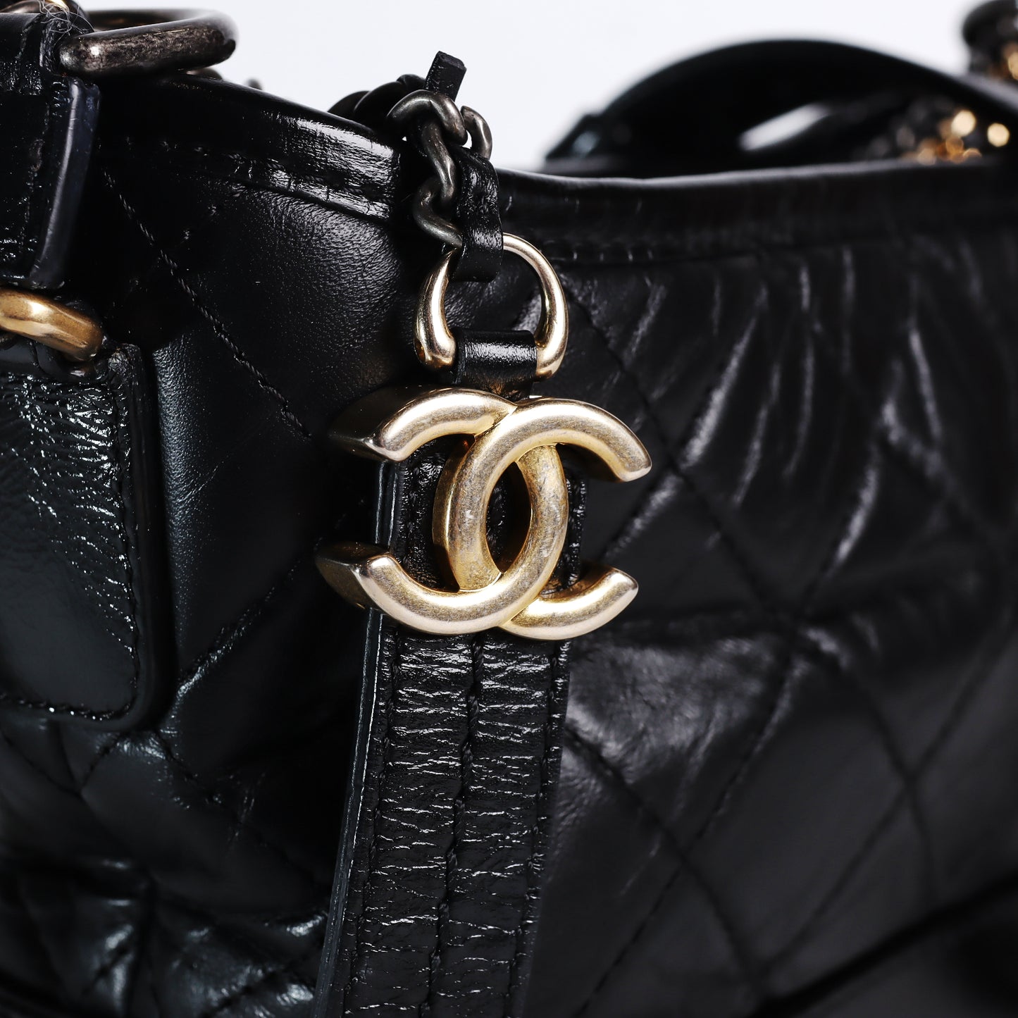 Pre-Owned Chanel Gabrielle Small Black Calfskin Hobo Crossbody Bag 96057263