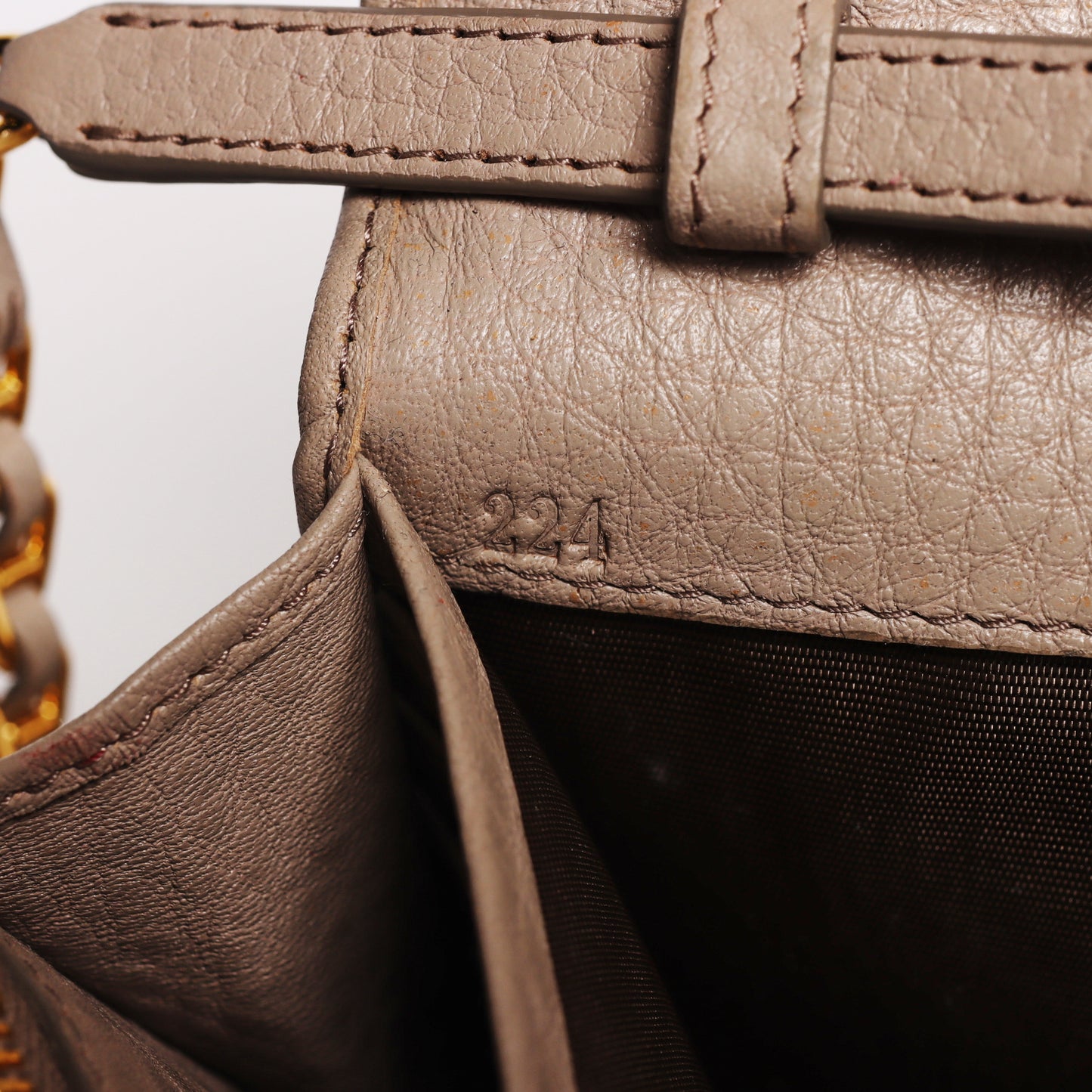 Pre-Owned Prada  Vitello Move Gray Calfskin Leather Wallet On Chain 96174232 L