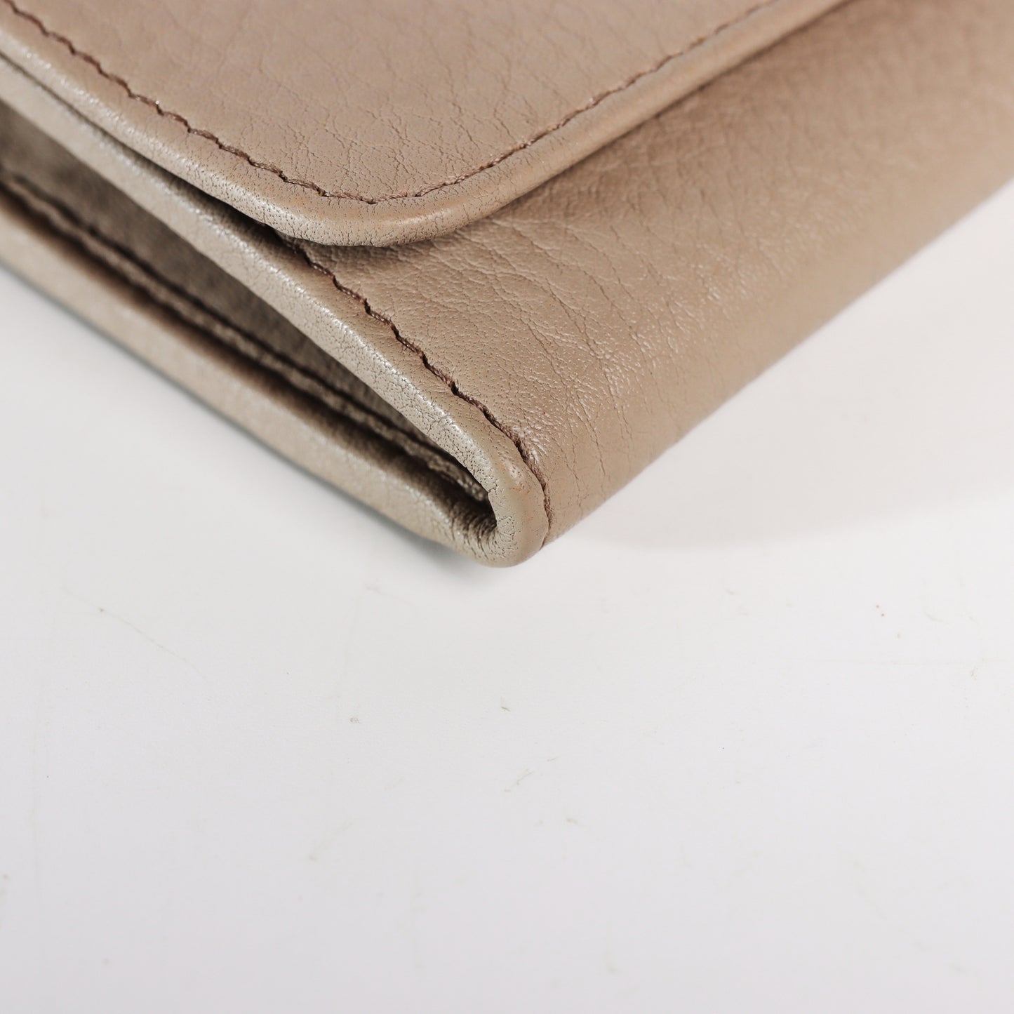 Pre-Owned Prada  Vitello Move Gray Calfskin Leather Wallet On Chain 96174232 L