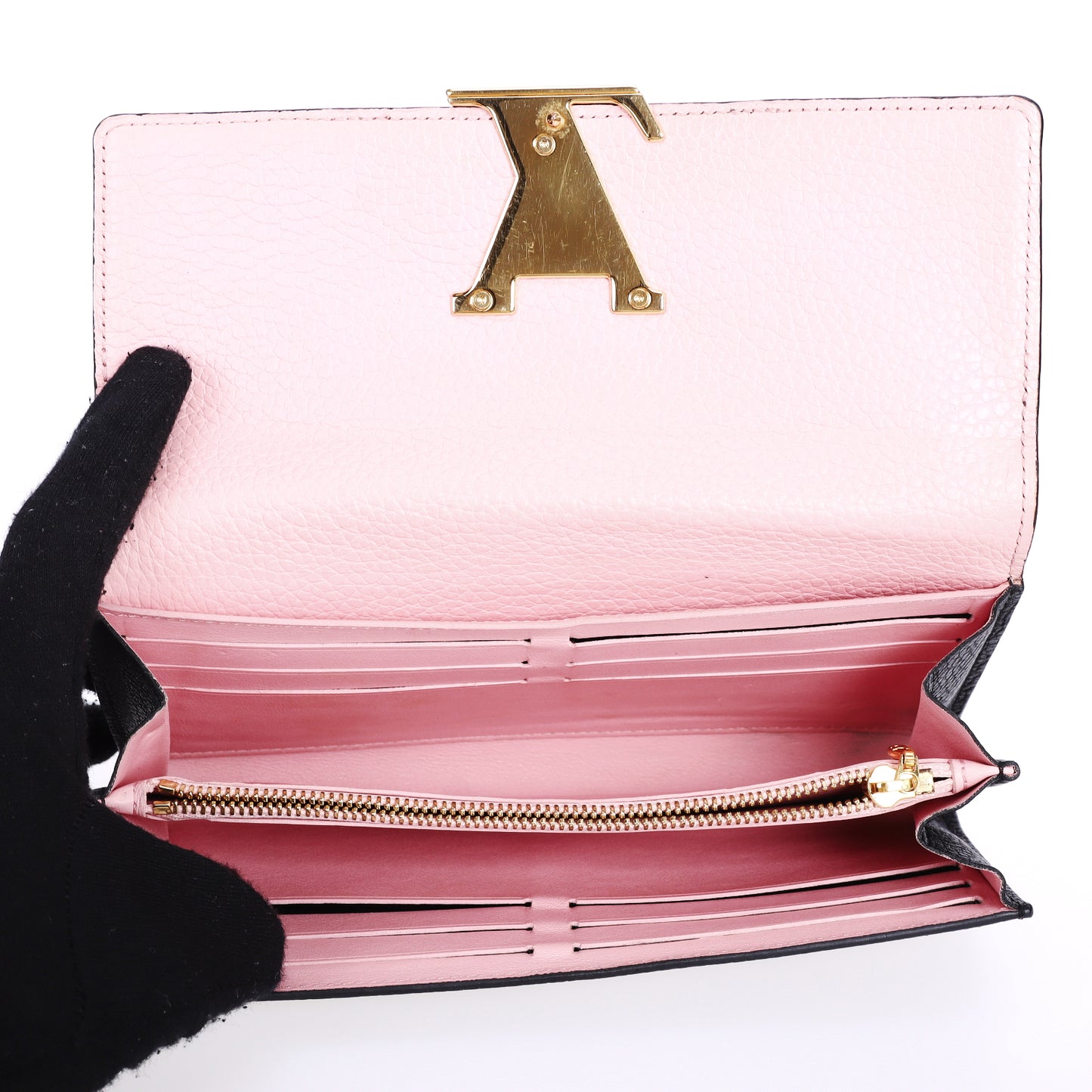 Pre-Owned Louis Vuitton Black Calfskin Long Wallet  96873777