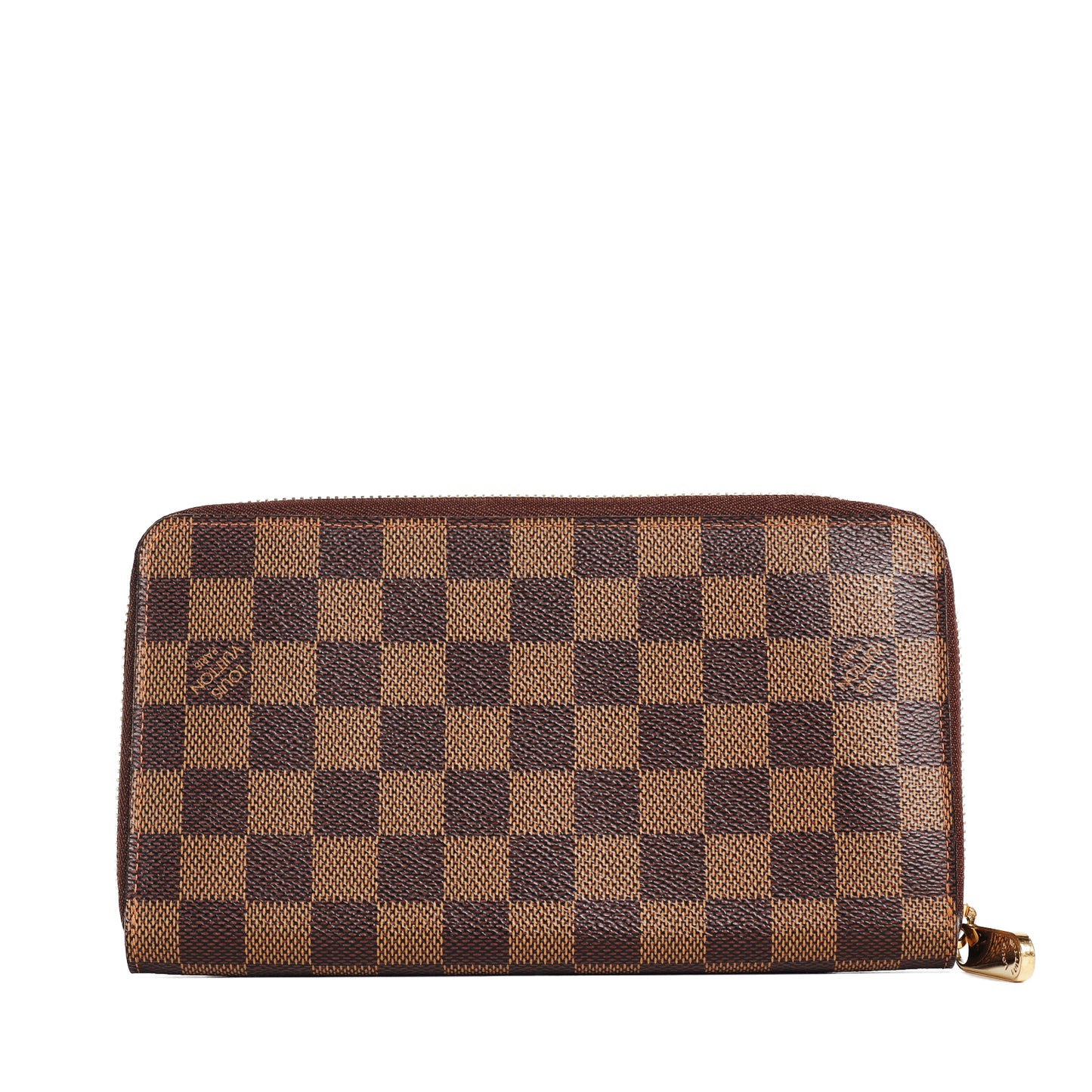 Pre-Owned Louis Vuitton Zippy Damier Ebene Brown Coated Canvas Long Wallet 98605884