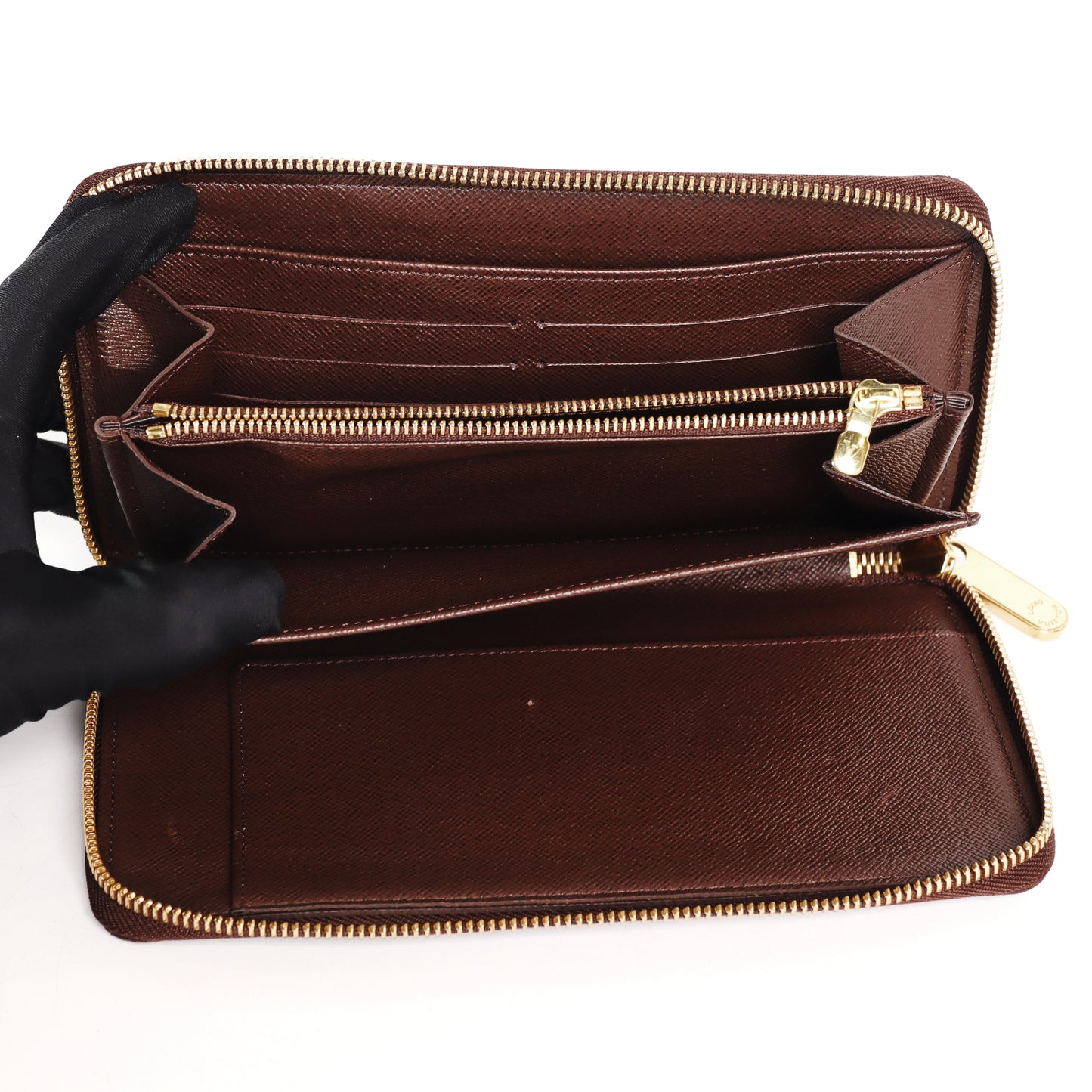 Pre-Owned Louis Vuitton Zippy Damier Ebene Brown Coated Canvas Long Wallet 98605884