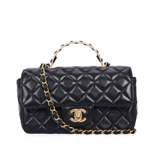 Pre-Owned Chanel Classic Flap 23K Black Lambskin  Crossbody Bag 99548439 L